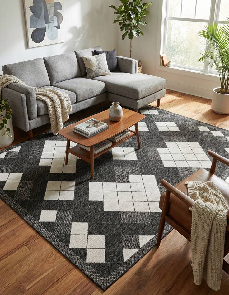 Detail image of 7' 10 x 10' Easy-Clean Modern Indoor / Outdoor Rug