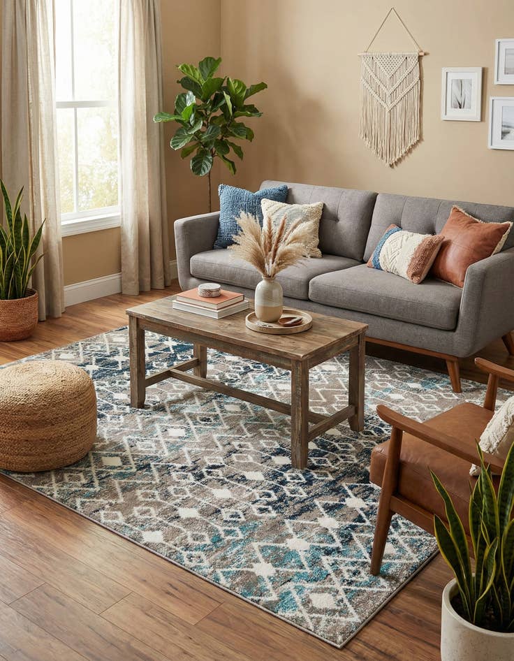 Detail image of  7' 10 x 7' 10 Moroccan Trellis Square Rug