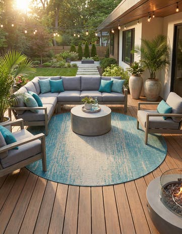 13' x 13' Easy-Clean Modern Indoor / Outdoor Round Rug