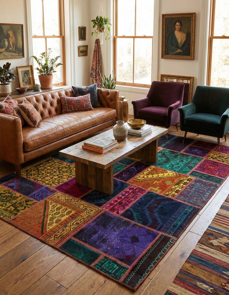 Detail image of 5' 9 x 8'  Hand Knotted Ultra Vintage Persian Wool Rug