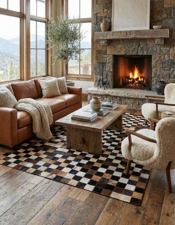 5' 1 x 8' Cowhide Leather Rug