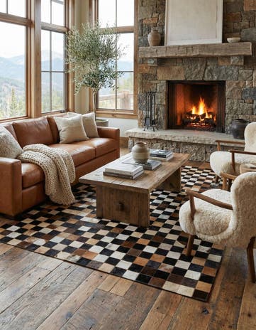 5' 1 x 8' Cowhide Leather Rug