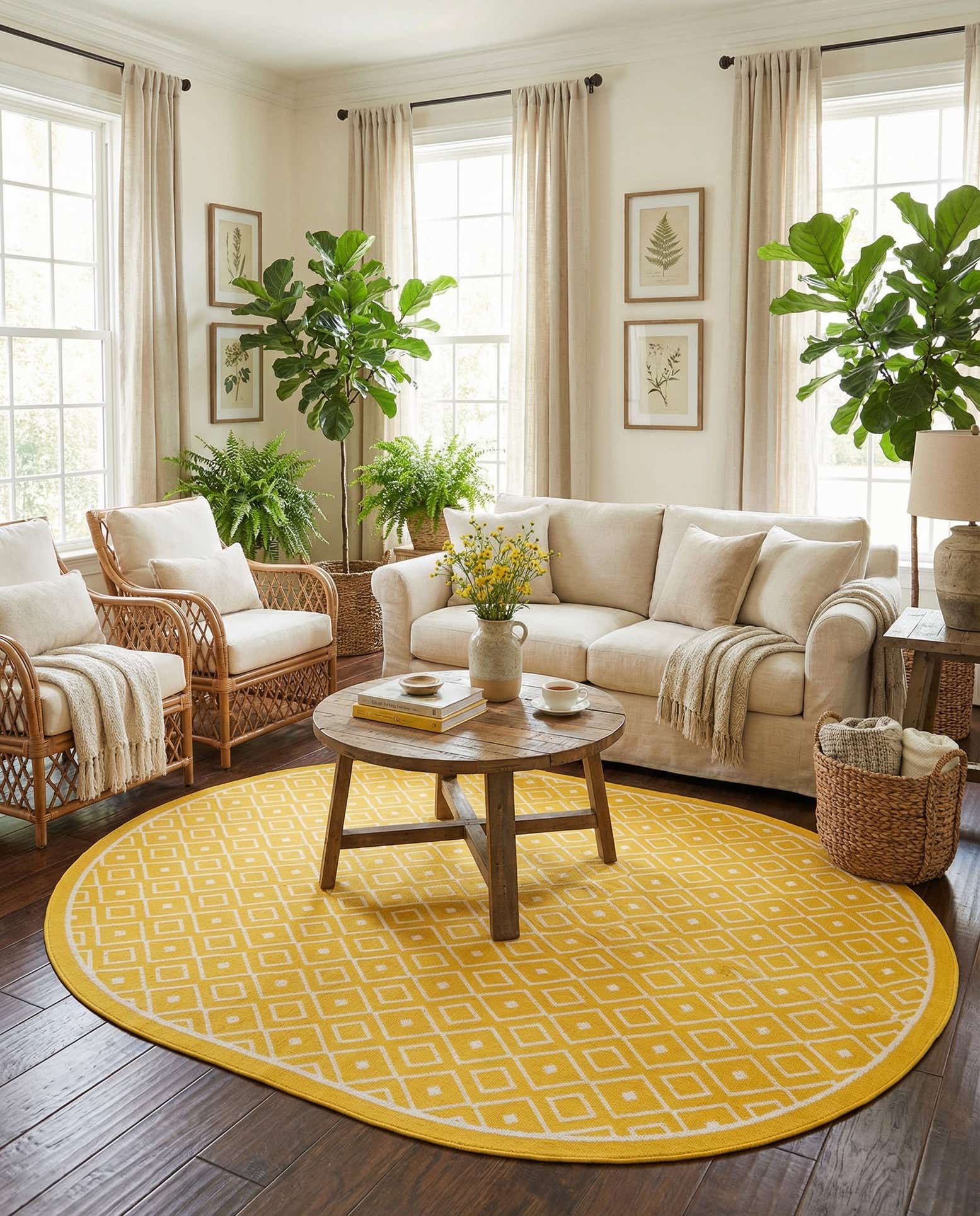 7' 10 x 10' Easy-Clean Trellis Indoor / Outdoor Oval Rug