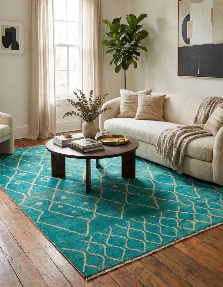 Detail image of 5' 8 x 8'  Hand Knotted Darya Wool Rug