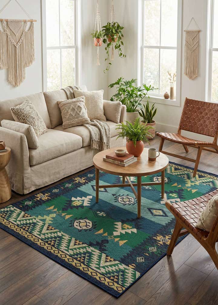 5' 3 x 8' Easy-Clean Baja Indoor / Outdoor Rug