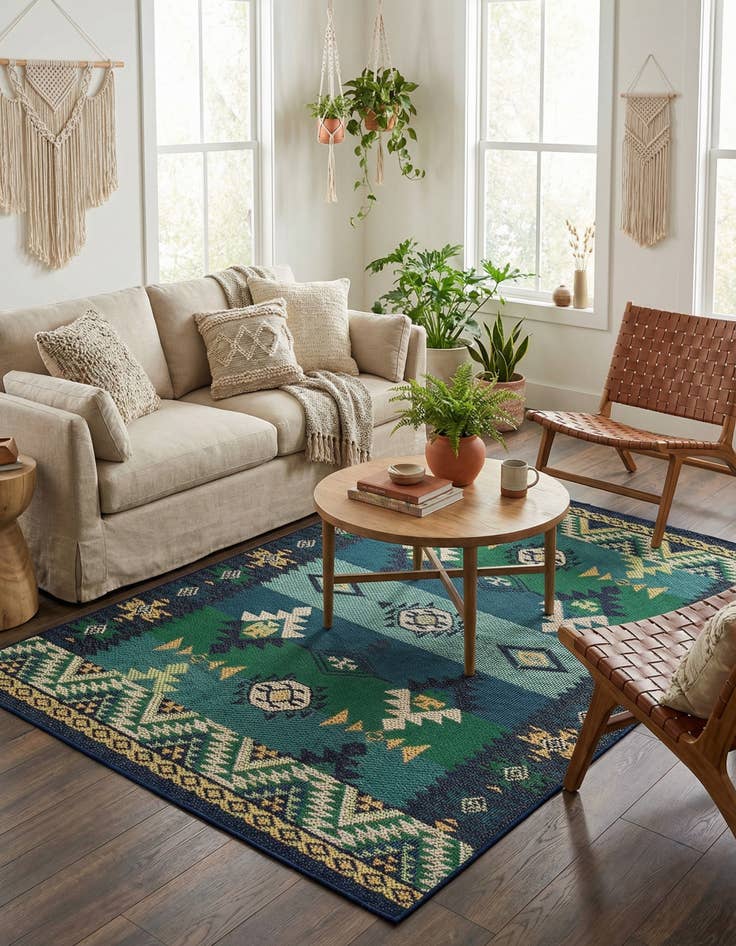 Detail image of  5' 3 x 8'  Washable Baja Indoor / Outdoor Rug