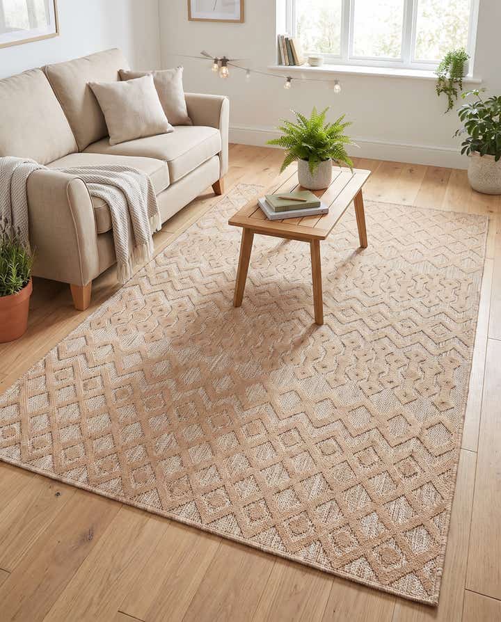 160cm x 245cm Facile à nettoyer Trellis Textured Tapis Intérieur / Extérieur