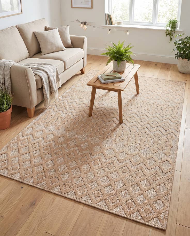 Vue détaillée : 160cm x 245cm Facile à nettoyer Trellis Textured Tapis Intérieur / Extérieur