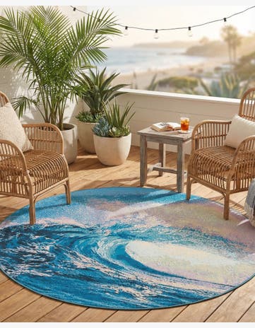 6' 1 x 6' 1 Easy-Clean Modern Indoor / Outdoor Round Rug