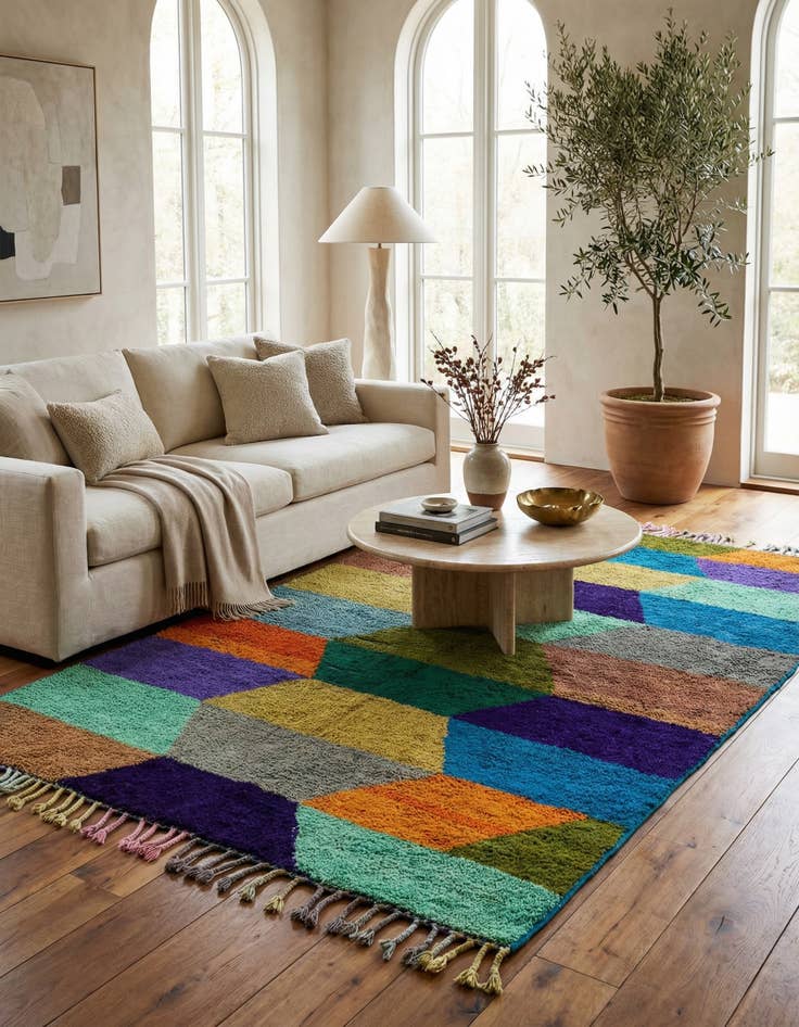 Detail image of  6' 10 x 9' 7  Hand Knotted Moroccan Wool Rug