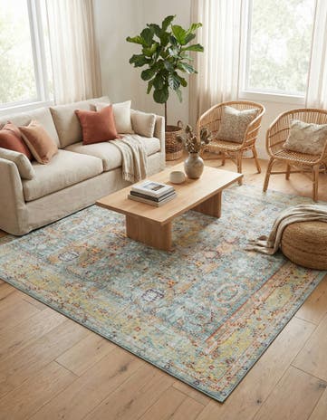 Light Blue Aqua Square Rug