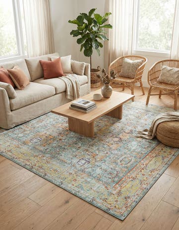 Light Blue Aqua Square Rug