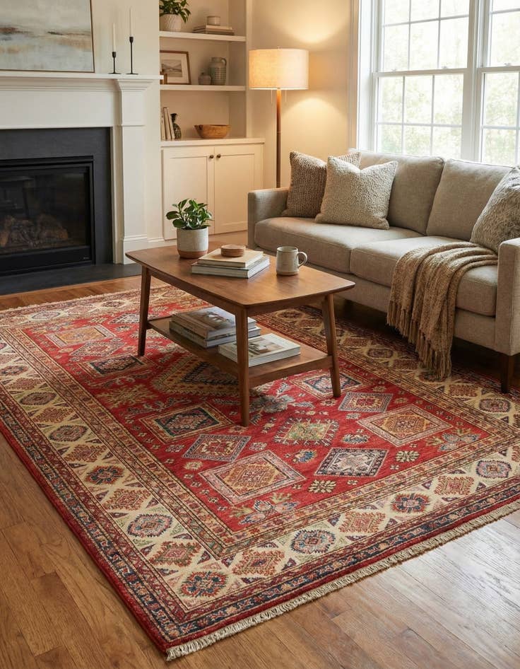 Detail image of 4' 11 x 6' 7  Hand Knotted Kazak Oriental Rug