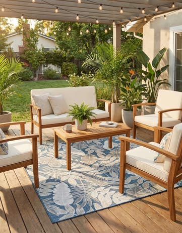 4' 5 x 6' Easy-Clean Botanical Indoor / Outdoor Rug