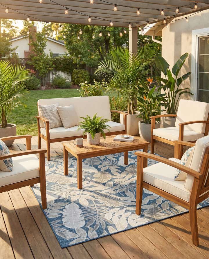 4' 5 x 6' Easy-Clean Botanical Indoor / Outdoor Rug