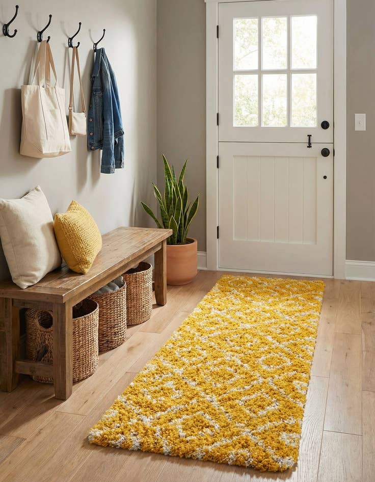 Detail image of  2' x 8' Lattice Shag Runner Rug