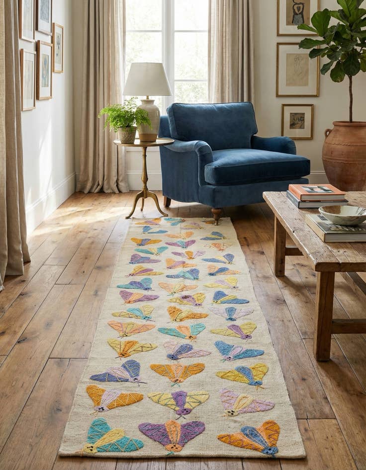 Detail image of 2' 5 x 9' 5  Hand Woven Kilim Suzani Wool Runner Rug