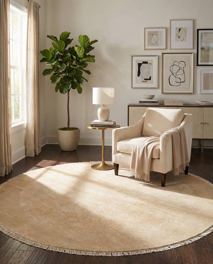 Detail image of 6' 6 x 6' 6 Hand Knotted Darya Wool Round Rug