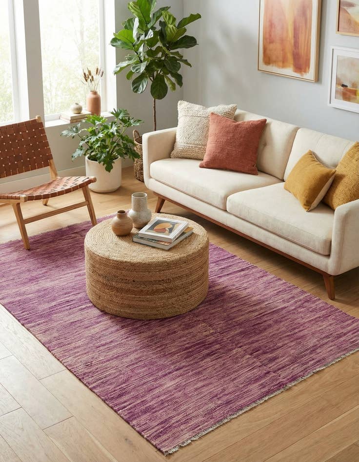 Detail image of  3' 11 x 5' 8  Hand Woven Kilim Modern Wool Rug