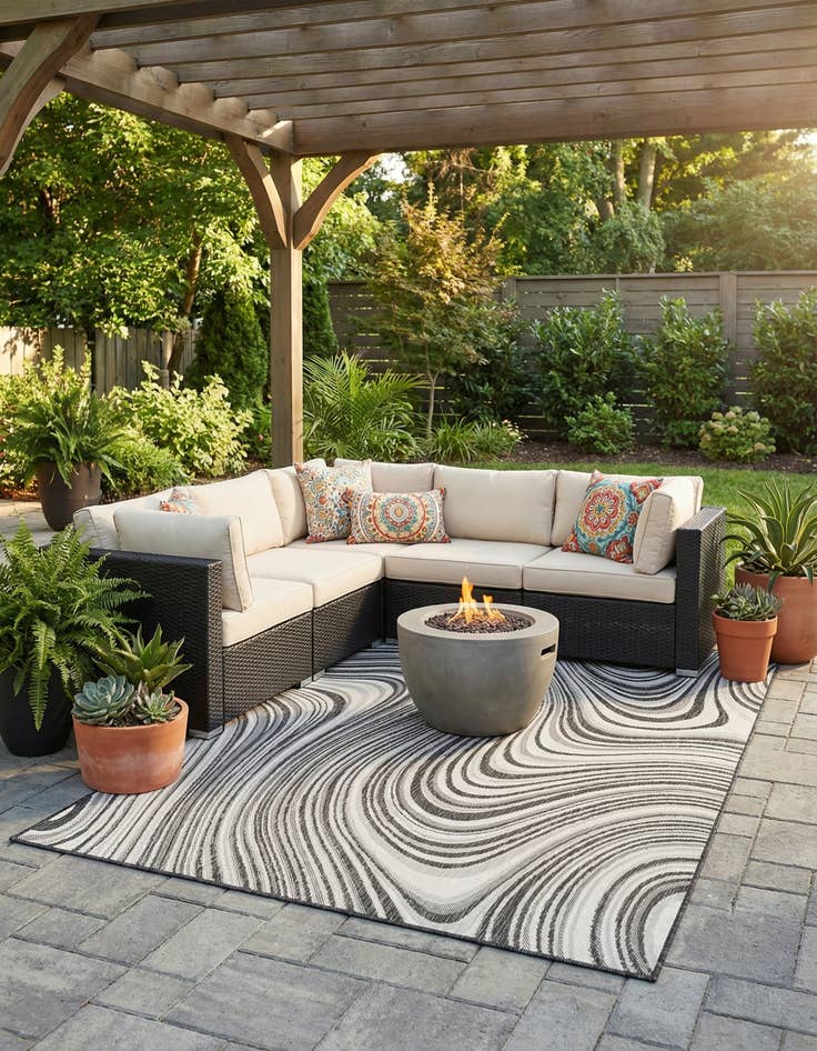 Detail image of 5' 3 x 8' Easy-Clean Modern Indoor / Outdoor Rug