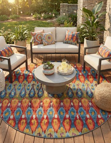 10' x 10' Easy-Clean Modern Indoor / Outdoor Round Rug