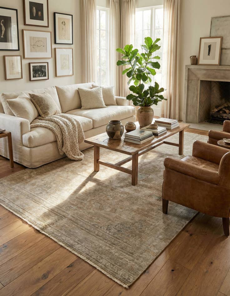 Detail image of 5' 6 x 9' 5 Hand Knotted Ultra Vintage Persian Wool Rug