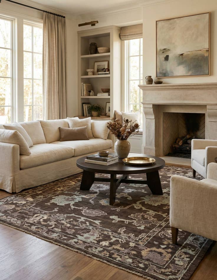 Detail image of 9' 2 x 12'  Hand Knotted Oushak Wool Rug