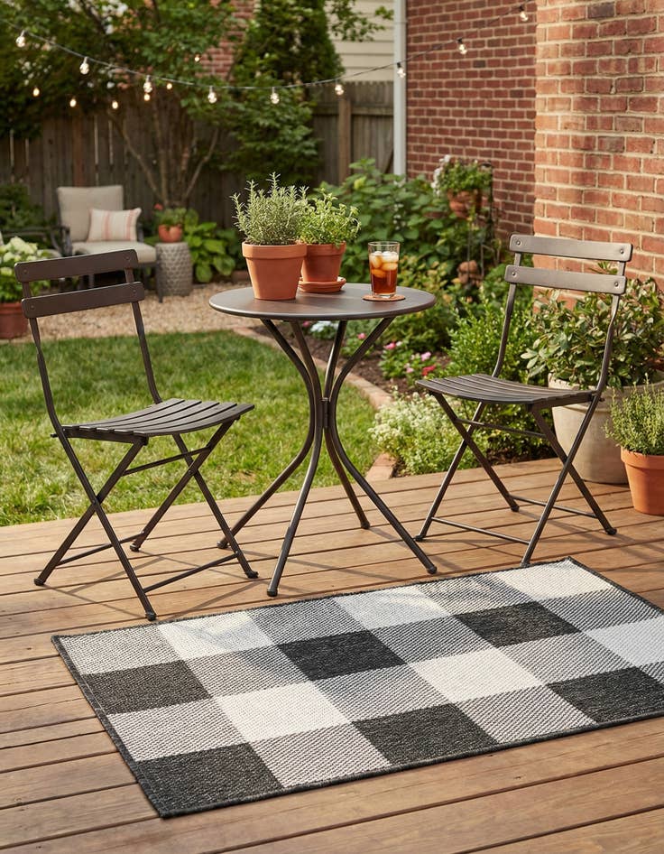 Detail image of 2' x 3' Easy-Clean Checkered Indoor / Outdoor Rug