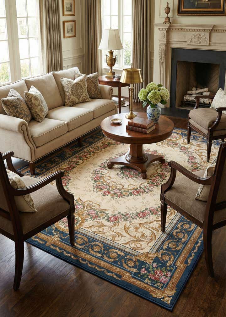 7' 10 x 10' Easy-Clean Traditional Indoor / Outdoor Rug
