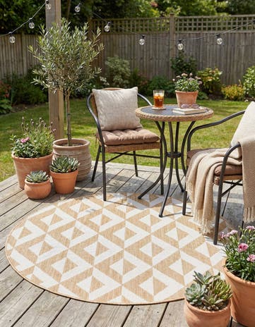 4' x 4' Easy-Clean Jill Zarin Napa Indoor / Outdoor Round Rug