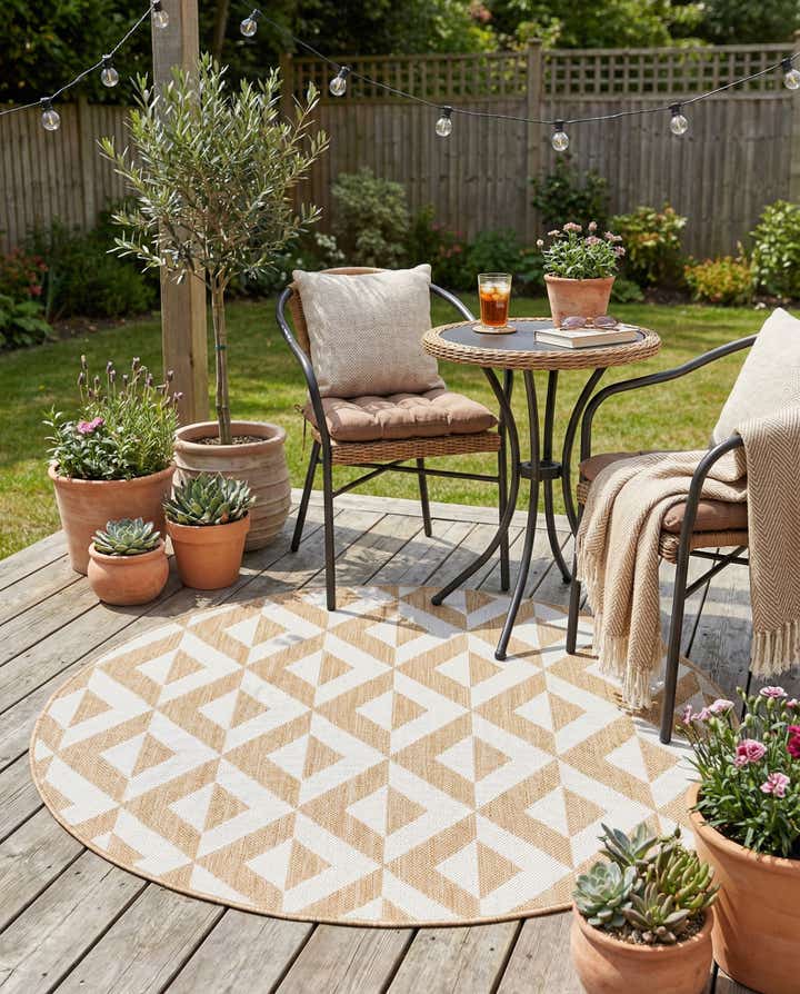 4' x 4' Easy-Clean Jill Zarin Napa Indoor / Outdoor Round Rug