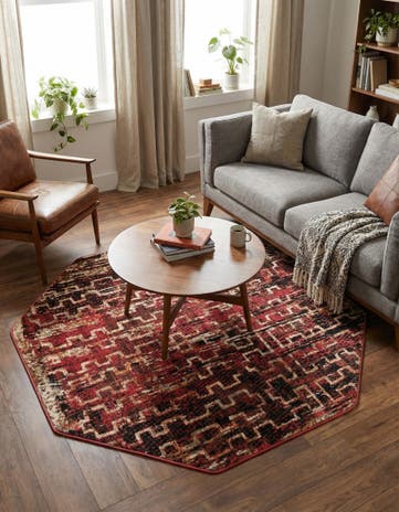 Burgundy Saturn Octagon Rug