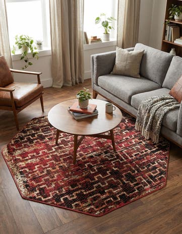Burgundy Saturn Octagon Rug