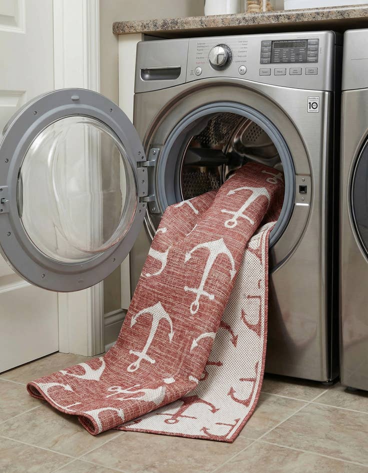 Detail image of 5' 3 x 8'  Washable Coastal Indoor / Outdoor Rug