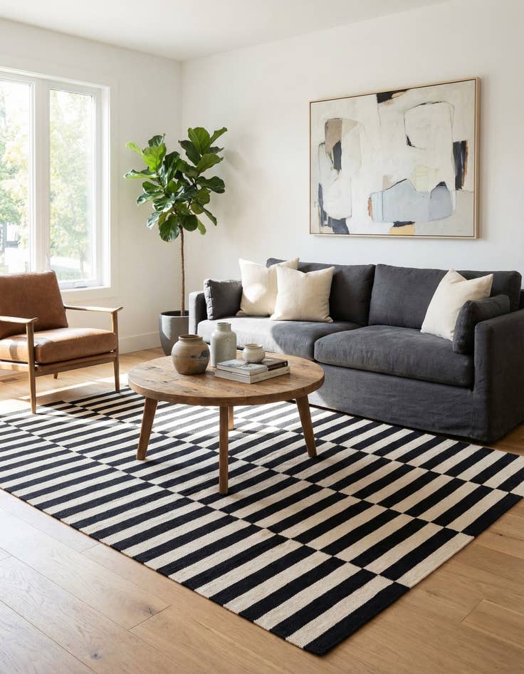 Detail image of 5' 8 x 7' 11 Hand Woven Kilim Modern Wool Rug