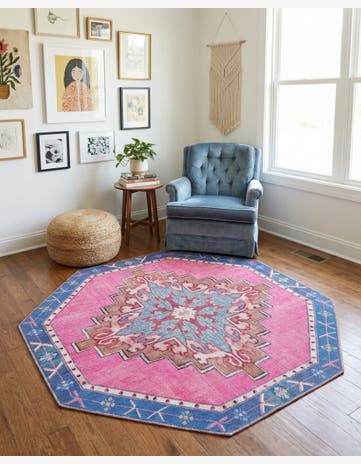 5' x 5' Washable Timeless Octagon Rug