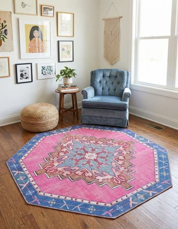 5' x 5' Washable Timeless Octagon Rug