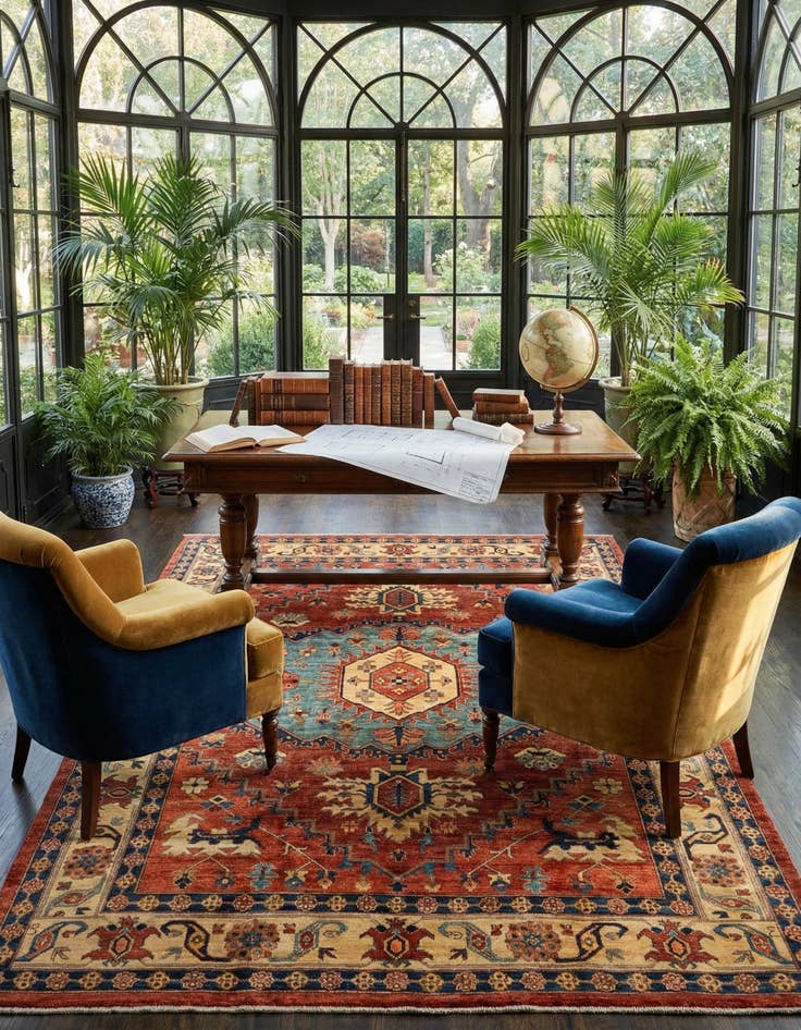 Detail image of 7' 5 x 10' 1 Serapi Wool Rug