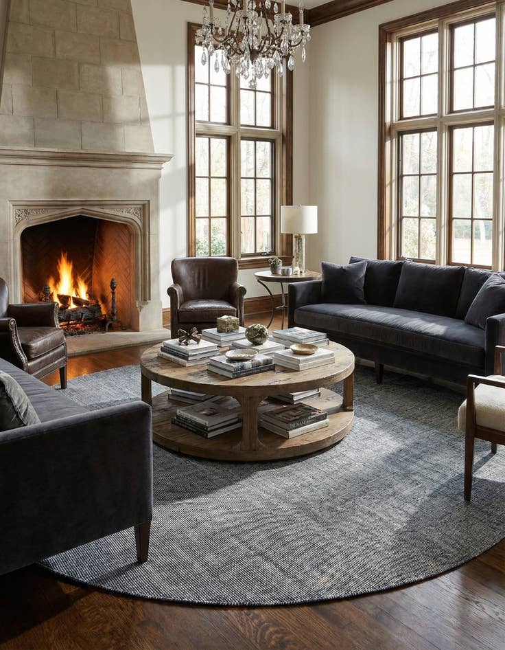 Detail image of  12' x 12'  Hand Woven Jill Zarin English Manor Wool Round Rug