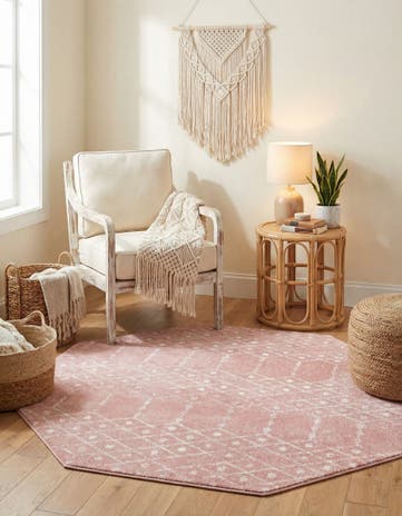 Rose Pink Paxon Trellis Octagon Rug