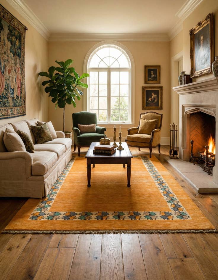 Detail image of 5' 9 x 8'  Hand Knotted Peshawar Ziegler Rug