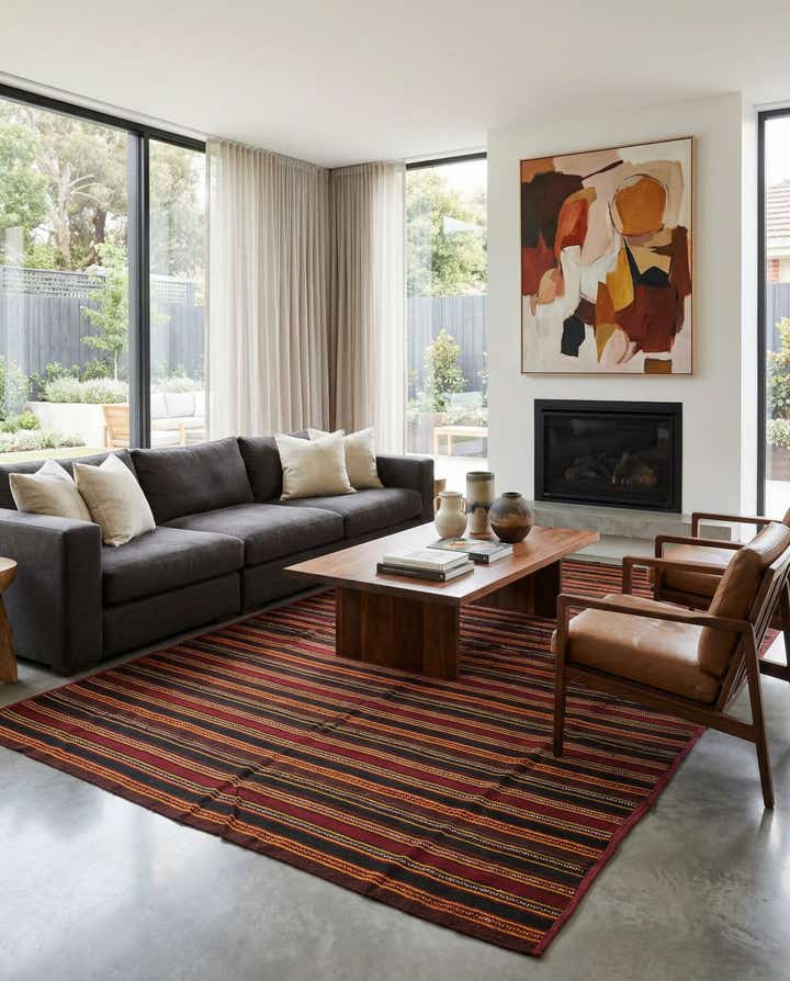 5' 9 x 10' 4 Hand Woven Kilim Modern Wool Rug