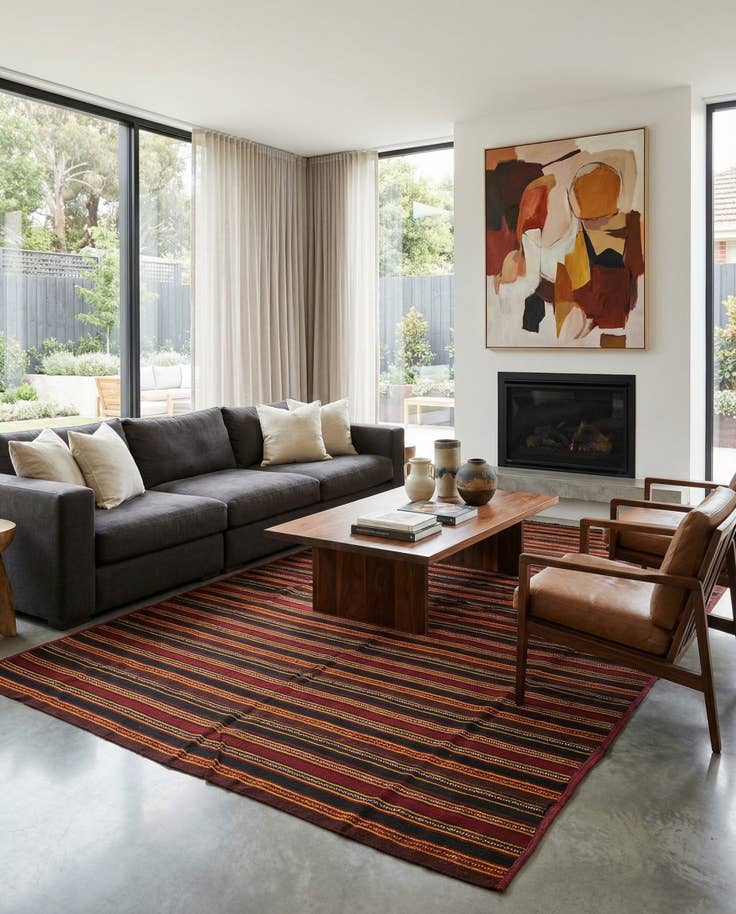 Detail image of 5' 9 x 10' 4 Hand Woven Kilim Modern Wool Rug