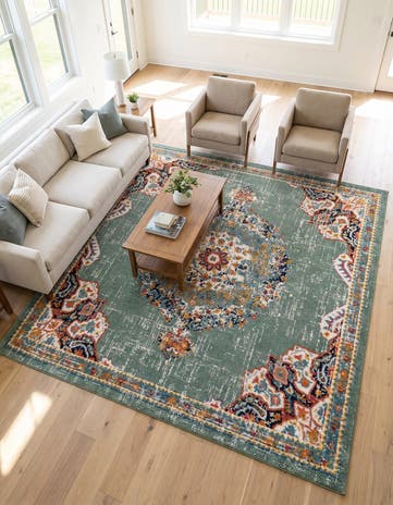 Green Madeline Square Rug