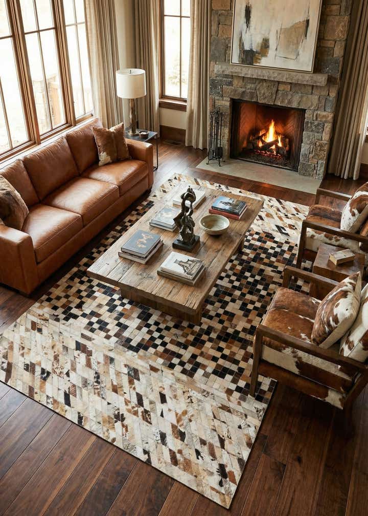 5' x 7' 10 Cowhide Leather Rug