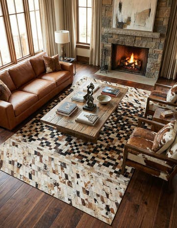 5' x 7' 10 Cowhide Leather Rug