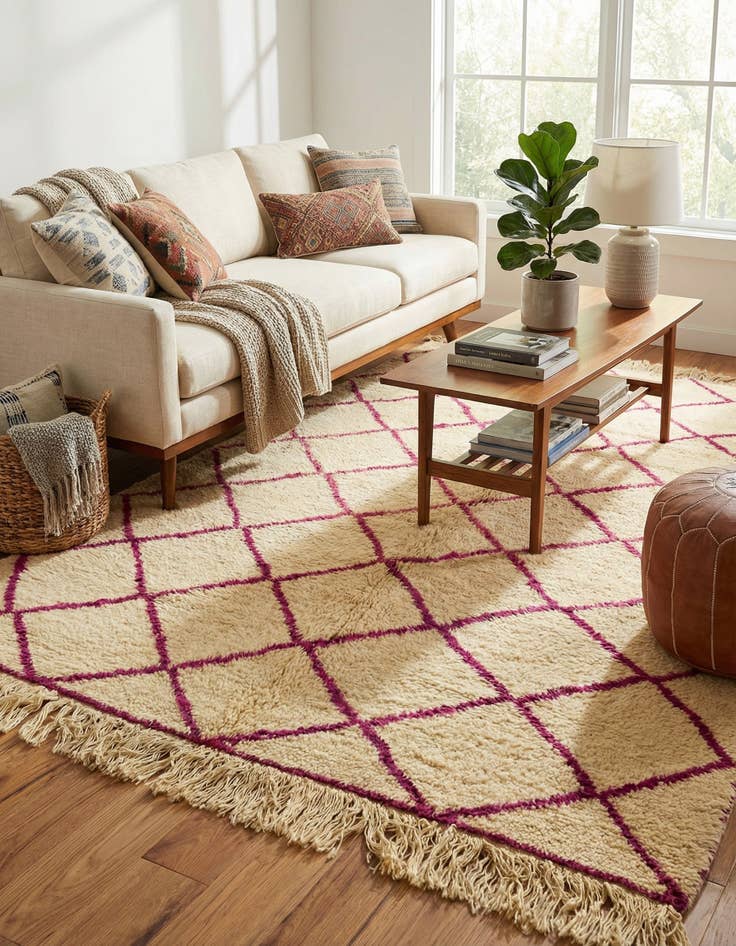 Detail image of 5' 6 x 8' 6  Hand Knotted Moroccan Wool Rug