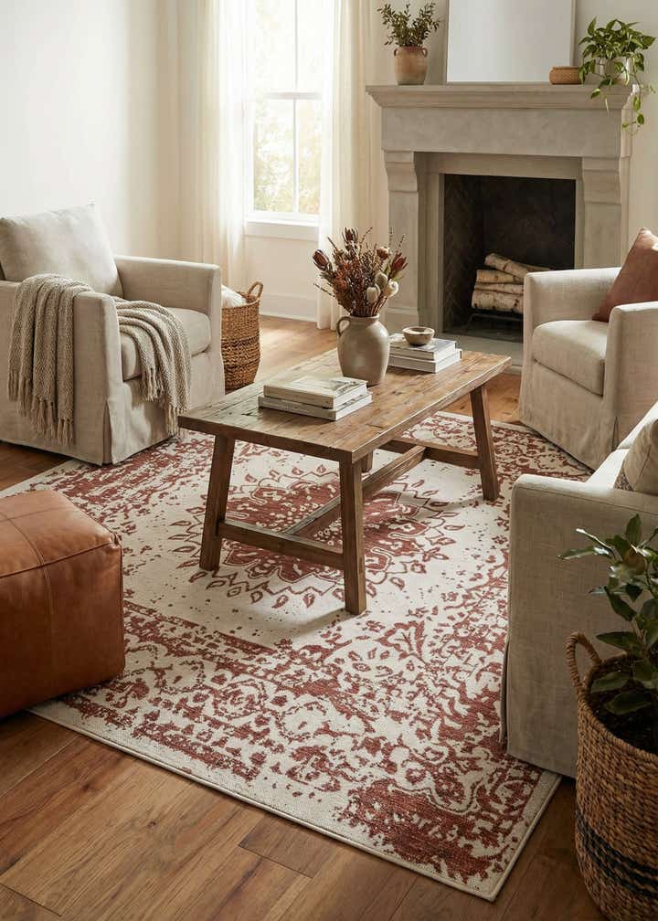 7' 10 x 7' 10 Easy-Clean Traditional Indoor / Outdoor Square Rug