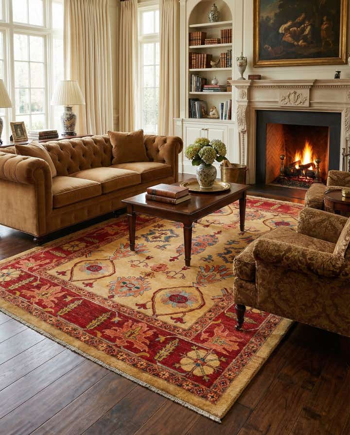 6' 8 x 9' 10 Hand Knotted Peshawar Ziegler Wool Rug