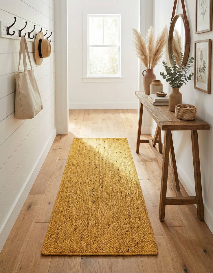 Detail image of  2' 6 x 6' 1  Hand Braided Jute Runner Rug